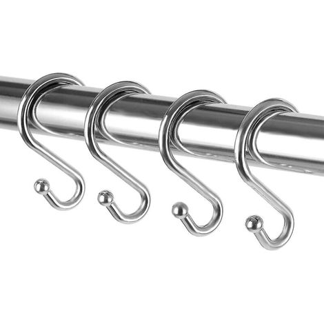 Verchromte Duschvorhanghaken aus Metall, rostfrei, S-förmig, für Duschvorhänge, Küchenutensilien, Kleidung, Handtücher – 12er-Pack (1/5)