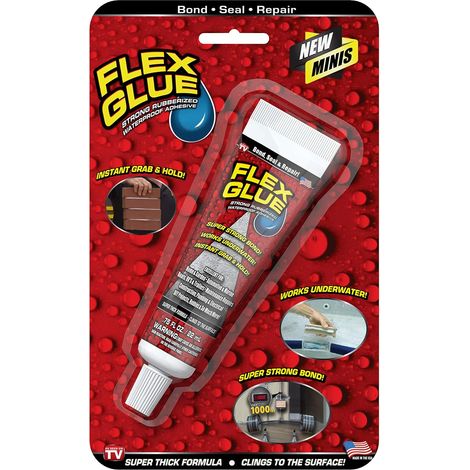 FLEX GLUE Rubberized Adhesive, Waterproof, Blanc, .75-oz. -GFSWHTMINI (1/5)