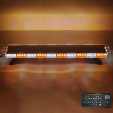 12V 24V 88LED Strobe 17 Modes Flash Waterproof Bar Light Warning Danger Beacon with Digital Display Controller for Car Truck Trailer Ships (Amber/White, 47 Inch 88W) (1/5)