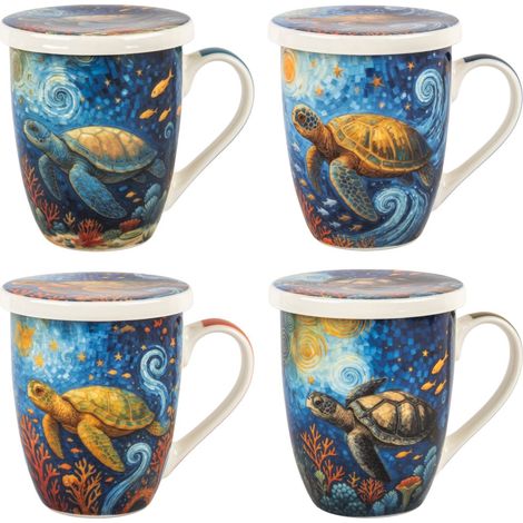 Tazza in porcellana a forma di tartaruga con filtro e confezione regalo - Uso quotidiano