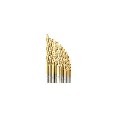 Set mit 13 titanbeschichteten HSS-Spiralbohrern, metrisches System, 1,56–6,5 mm, hohe Qualität, für die Holz- und Metallbearbeitung.