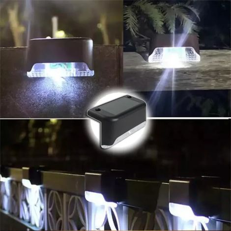 (Lot de 8 - Lumière noire et blanche) Lampe solaire LED étanche pour escalier, passage, patio, cour, garde-corps, compatible avec bordures de jardin, terrasse et clôture. (1/5)
