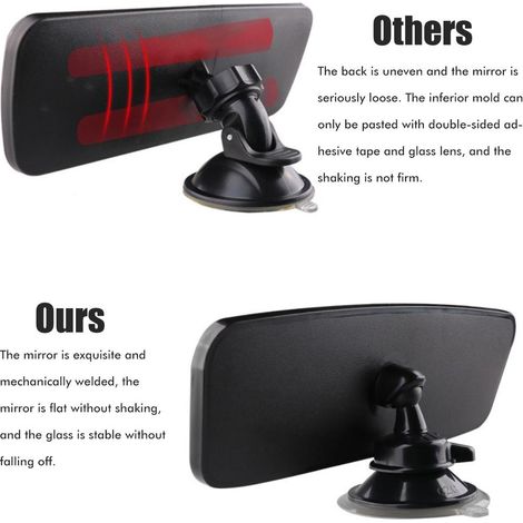 Rétroviseur intérieur universel noir pour voiture et camion, miroir de recul avec ventouse, pare-brise, vue arrière (1/4)