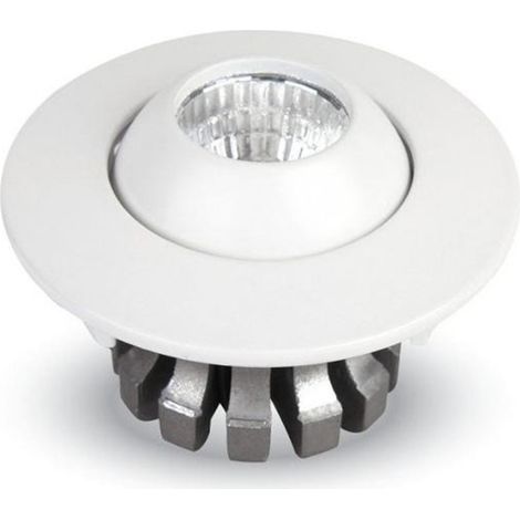 Spot Encastré Rond Blanc Brillant Réglable 3w Avec Ailettes Pour Plaques De Plâtre