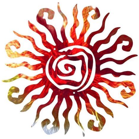 Metallene Wanddekoration mit Darstellung des Sonnengottes, für den Innen- und Außenbereich - Rostfreie Wanddekoration, A-- (1/5)