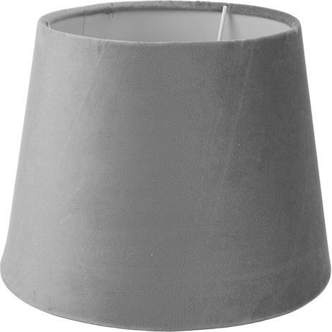 Abat-jour conique décoratif en velours gris clair, compatible avec lampes de table, de chevet et lampadaires E27/E14. (1/5)