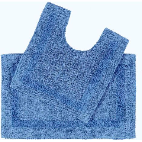 HOMESCAPES 2-tlg. Badgarnitur blau aus 100% Baumwolle