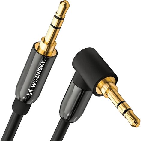Cavo AUX Wozinsky angolato (maschio-maschio) con mini jack, 2 m, nero.