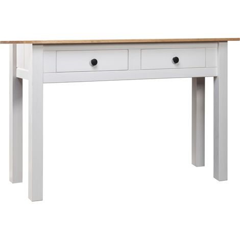 Table console meuble de bureau avec tiroirs 110 x 40 x 72 cm en bois de pin blanc DEC031691