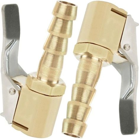 2 Pièces Embout de Gonflage,Embout Gonflage Pneu Voiture,Embout Gonfleur avec Clip,Gonflage Valve Clip Pince Connecteur Adaptateur,pour Valves de Pneu,en Laiton,8mm (1/5)