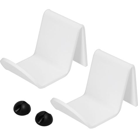 Lot de 2 supports pour manette de jeu en acrylique blanc résistant, avec pince pour câble et rangement pour casque audio. (1/5)