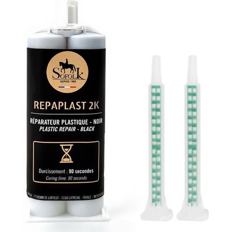 Riparatore Plastica Auto Nero Bi-Componente Alta Resistenza – Paraurti, ABS, PVC – Asciugatura Rapida, Riparazione Duratura