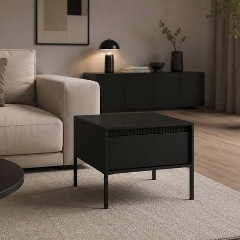 Mesa de Centro Kasinela, un Cajón, con Patas, un Espacio, 68x48x68h cm Negro (1/5)