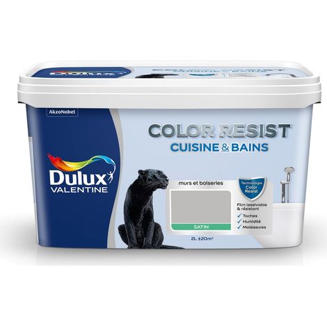 Peinture Color Resist Cuisine & Bains Satin Béton Gris 2 L - Dulux Valentine