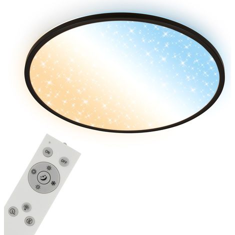 Briloner Pannello LED CCT Retroilluminato Con Effetto Stellato Ø58x4,5 cm 45W 6000lm 2700K-6500K Bianco Caldo-Diurno Dimmerabile Nero - Plafoniera Soggiorno Camera