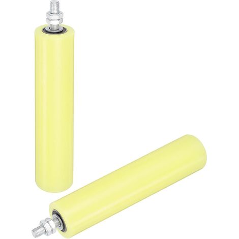 2pcs Galet Guide pour Portail Coulissant 50x200mm, M12 Roulette Nylon Guide au Sol pour Porte Grange Coulissante, Roue Universel avec Roulement à Billes Scellé pour Portail, Jaune (1/5)
