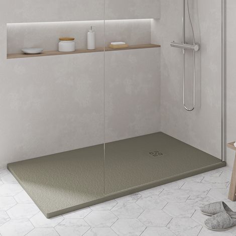 KOES - Receveur de douche en résine modèle NILO – 80x180 – Gris quartz RAL 7039 (1/5)