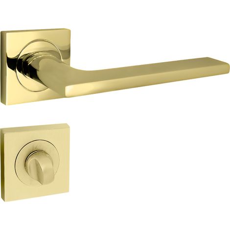 domino Türgriff Drückergarnitur WC - Badezimmer Set mit quadratischen Rosetten für Badezimmertüren Set WC - Rosetten-Garnitur Türbeschläge aus Aluminium Messing LINEA-QR M1 (1/5)