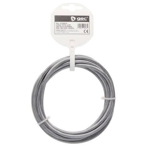 Cable textil 2,5M (2x0.75mm) Plateado