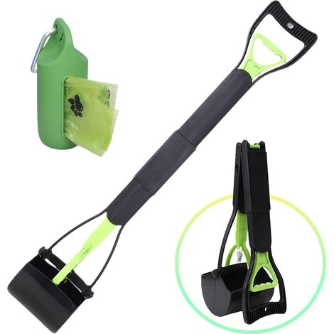 Pince à excréments, IPETBA, manche de 80 cm, noire, pliable et durable (1/5)
