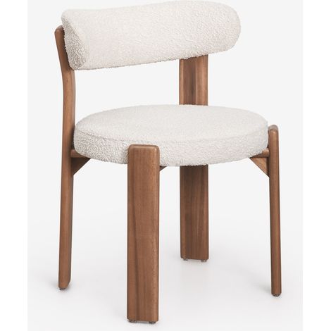 Pack de 2 sillas de comedor en madera de acacia y tela bouclé Milos SKLUM        (1/5)