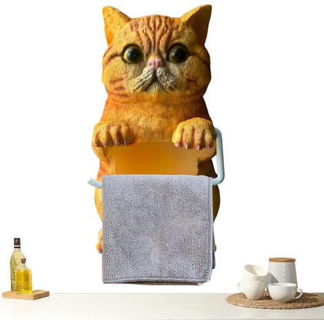 Porte-rouleau de papier toilette mural en résine forme chat (1/5)