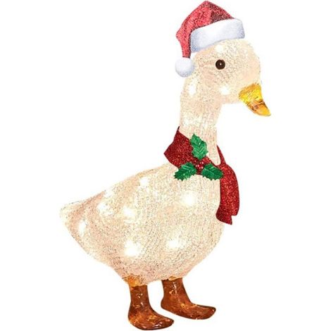 Canard Lumineux Métal Noël avec Écharpe Étanche pour Jardin Terrasse Cour Art Décorative Fête Cadeaux (1/5)
