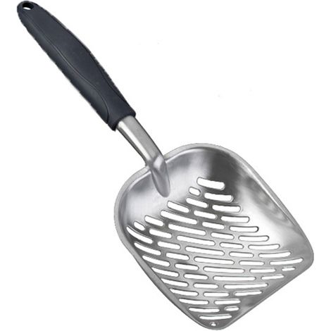 Pelle à litière pour chat – pelle en métal durable – évacuation efficace des déchets – alliage d'aluminium – Noir (1/5)