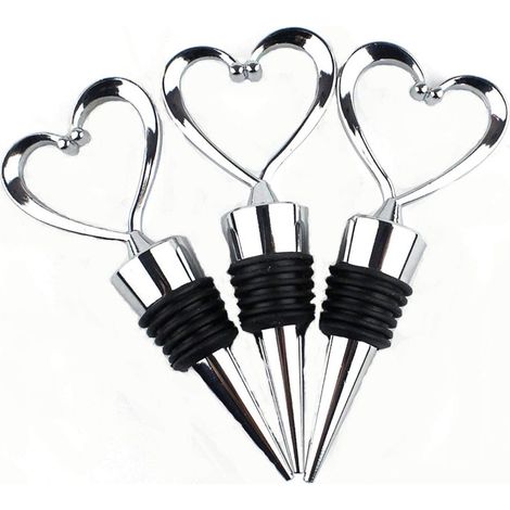 3-teiliges Set Weinstopper, Korken, Zinklegierung, Herzform mit Liebesmotiv