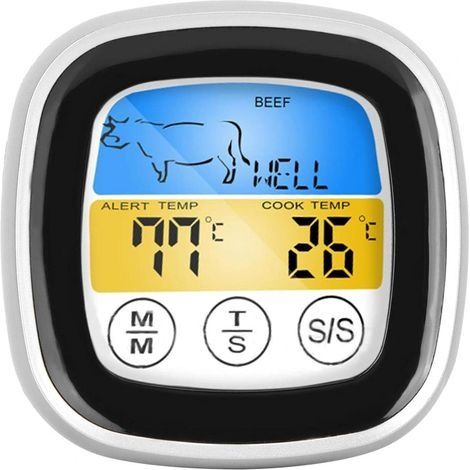 Thermomètre à viande sans fil Thermomètre à viande électrique numérique à écran tactile avec fonction de minuterie et d'alarme (1/5)