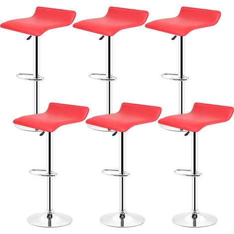 Aqrau Lot de 6 tabourets de bar - hauteur réglable - Contemporain,rouge
