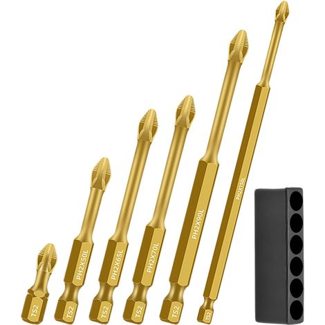 Embouts de tournevis magnétiques haute résistance, forets antidérapants S2, ensemble multifonctionnel de 6 pièces, outils portables pour le travail du bois, l'automobile, la plomberie, l'électricité e