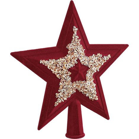 Étoile Pour Sommet De Sapin De Noël - Étoile À Cinq Branches En Relief - Finition Pailletée - Décoration Festive - 1 Pièce (1/5)
