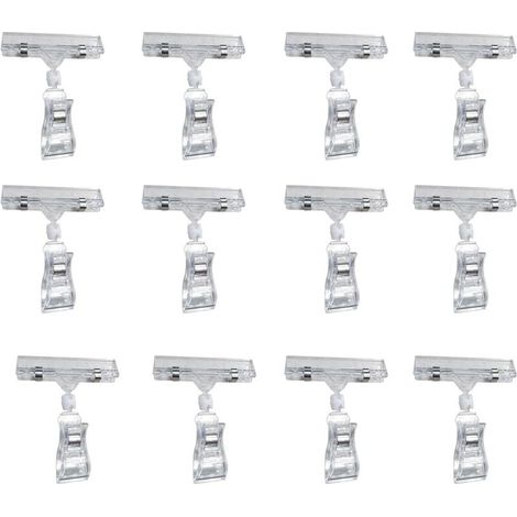 Clip De Signe De Marchandise Plastique Signe Clips Clair Pince éTiquette Porte-éTiquette De Prix Pince Rotatif Titulaire Présentoir 12 Pièce Clips pour pourles Magasins de Supermarchés Commerce (1/4)