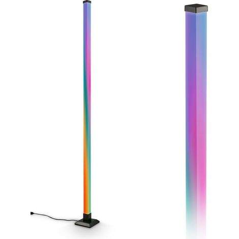 Briloner FLASH Lampada da terra LED, telecomando, dimmerabile, cambio colore dinamico RGB IC, luce bianca calda, nero, 150 x 12,5 x 12,5 cm
