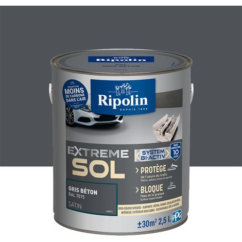 Ripolin – Peinture pour sol intérieur satin 2,5L – Gris béton RAL 7015 – Protection 10 ans – Très haute résistance aux taches et rayures (1/5)