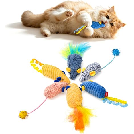 Lot de 6 Jouets Souris avec Herbe à Chat, pour Chats d'Intérieur (1/5)