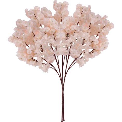 Ramas artificiales de cerezo color champán (5 piezas) - 3 a 4 ramas bifurcadas para decorar el árbol. (1/5)