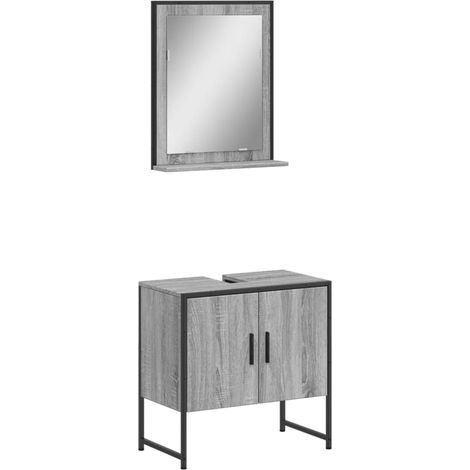 Maison Exclusive - 2-tlg. Badmöbel-Set Grau Sonoma Holzwerkstoff