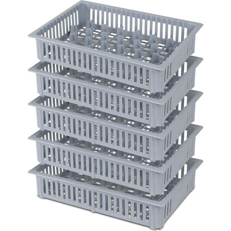 BRB 5x Spülkorb für Schnapsgläser, mit 33 Fächern, LxBxH 390x260x80 mm, grau