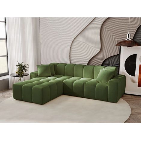 Canapé D'angle Méridienne Gauche Colombo Tissu Velours Vert (1/5)