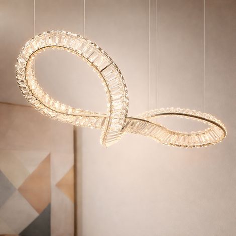 Pendelleuchte Kristallleuchte Hängelampe LED dimmbar Fernbedienung CCT verchromt