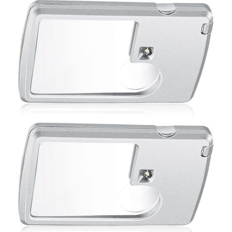 Loupe de poche avec lumière, 2 loupes grossissantes 3x et 6x, loupes pour cartes de crédit avec lumière (1/5)