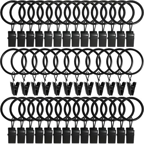 40 Stück Gardinenringe, stabile Gardinenclips, rostfreie Gardinenringe für 32-mm-Gardinenstangen (1/4)