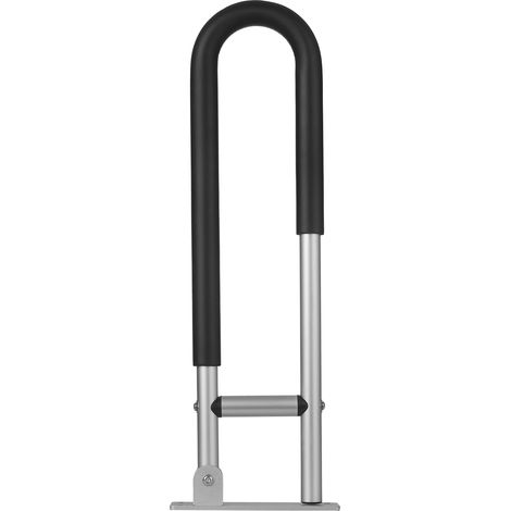 Main Courante en Alliage d'aluminium, pour Toilettes, Main Courante Anti-Chute de Salle de Bain, poignée de Barre d'appui de sécurité à Visser, Noir et argent, avec housse en éponge noire