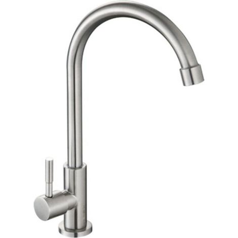 Robinet d'eau froide simple pour évier, robinet de cuisine noir de qualité supérieure, pivotant à 360° dans les deux sens, robinet d'évier de cuisine à poignée unique, acier inoxydable 304 (1/4)