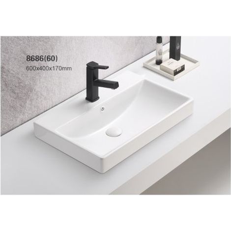Vasque à poser en céramique blanche - L 60 x l 40 cm - Gamme Rita - Livraison gratuite