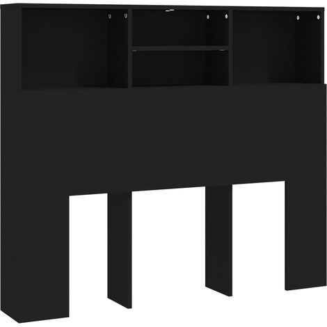 Cabecero con almacenaje accesorio de cama mesita de noche estante 120 x 19 x 103,5 cm MDF negro TDL0200025 (1/5)