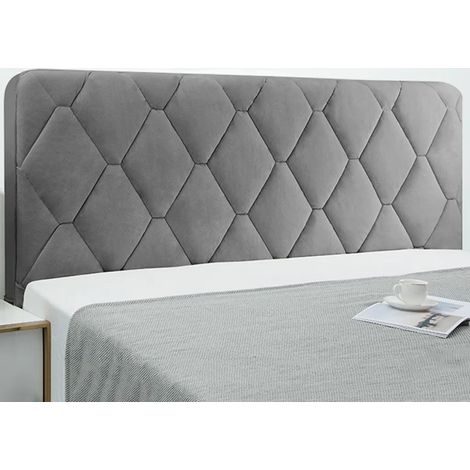 Funda protectora acolchada elástica y gruesa para cabecero de cama, a prueba de polvo (150x70cm, gris) (1/4)