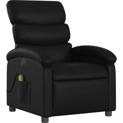 Poltrona relax TV elettrica reclinabile funzione massaggio 6 punti massaggio in PVC nero DEC027208